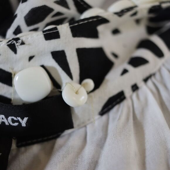 Ellen Tracy Black & White Mandala print Beaded Yoke Party Dress 14 - Picture 11 of 15